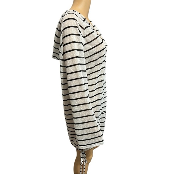 Kona Sol Striped Hooded Tunic/ Swim Coverup with Kangaroo Pocket Size L - Picture 3 of 5